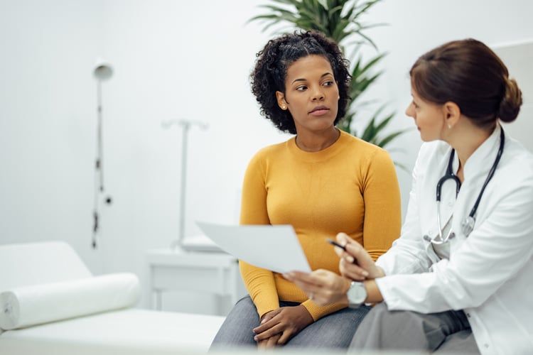 Doctor and patient talking about test results