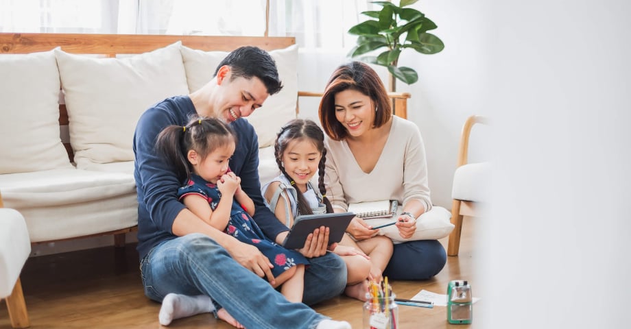 happy family using patient portal features